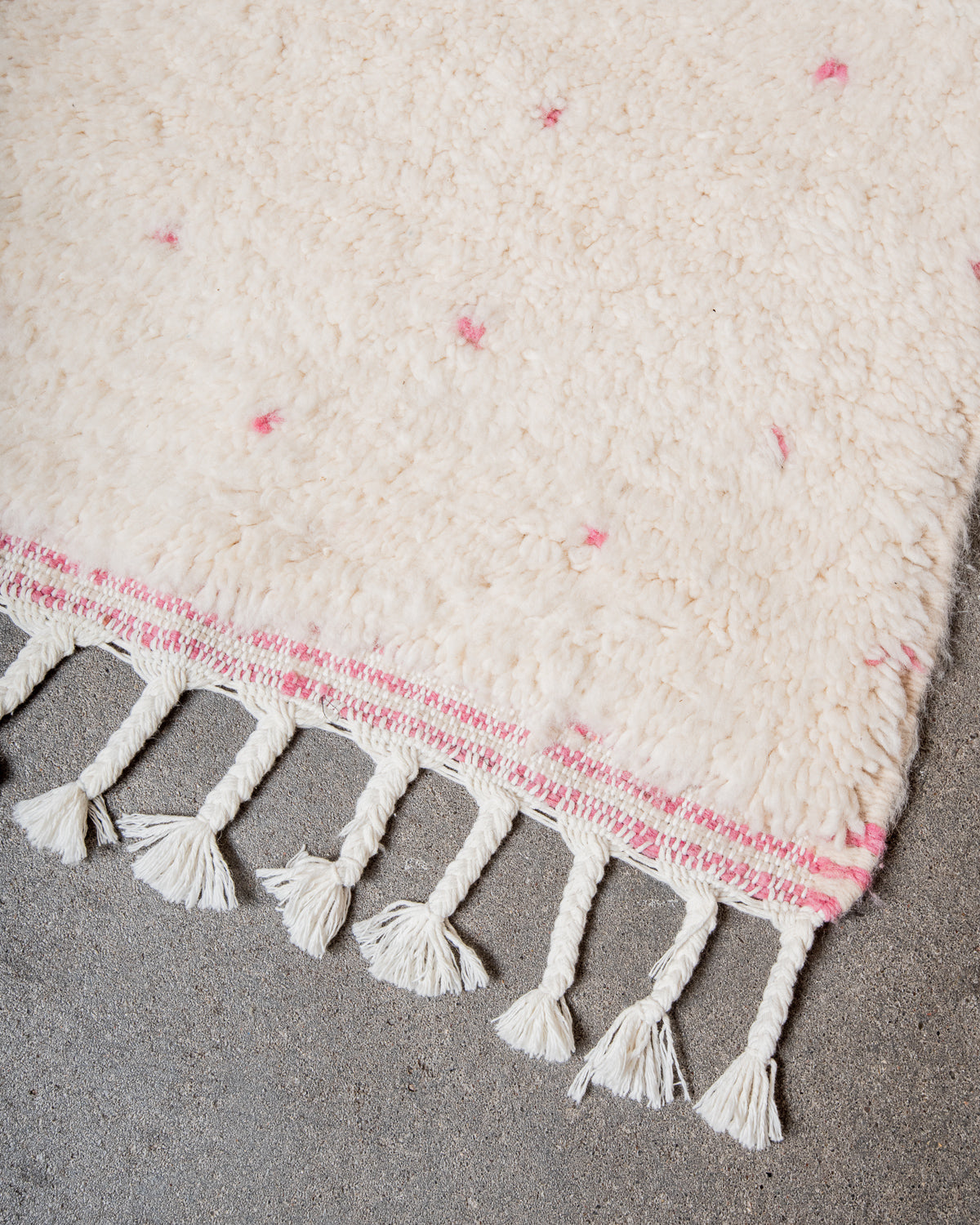 Modern, designer, handcrafted Berber rug from Morocco. Beniourain carpet with beautiful colours and patterns and fluffy wool texture.